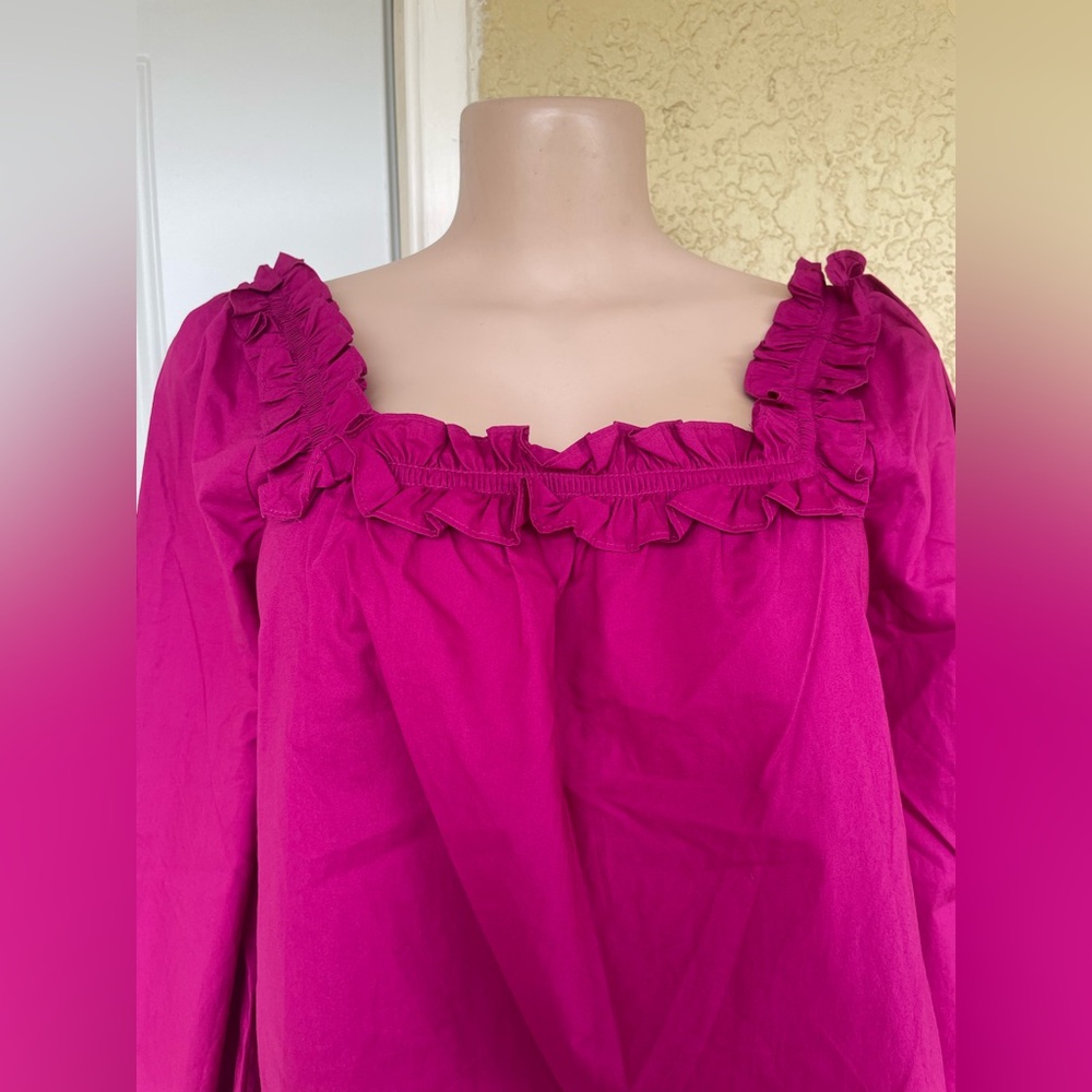 J. Crew Fuchsia Ruffle Blouse - Picture 4 of 10